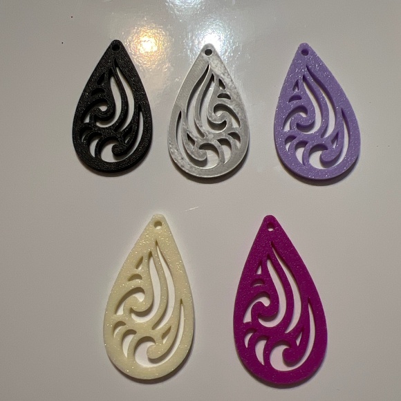 Elegantly Wave design 3D Printed Earrings on Sterling Silver Hooks - Picture 4 of 4